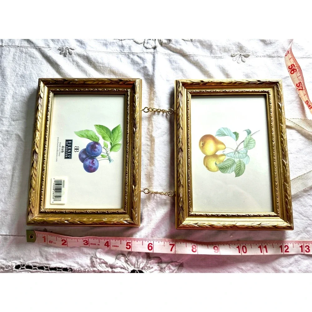 Burnes of Boston Gold Gilt Ornate Double Hanging Picture Frame 4x6 Vintage